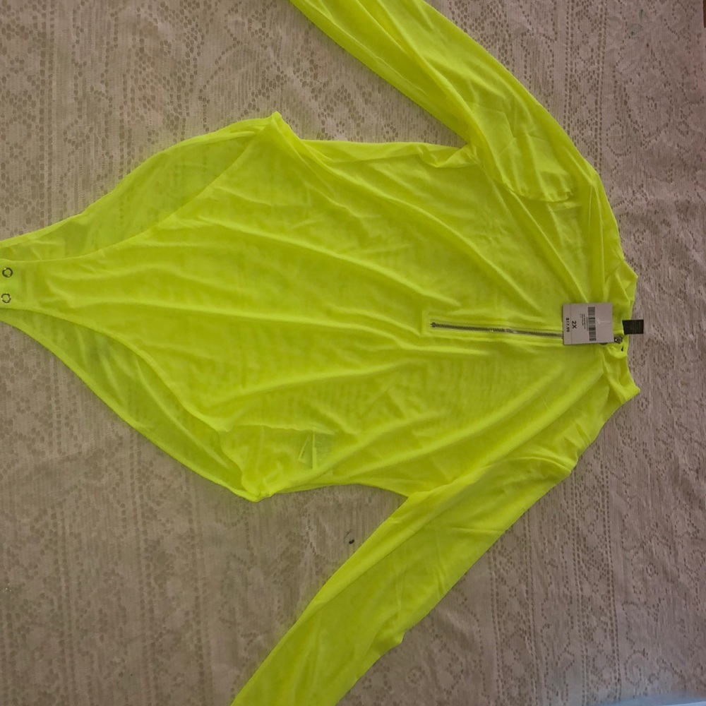 Knit body suit neon yellow